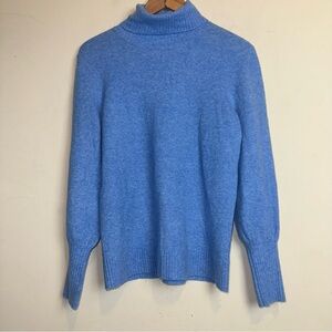 J. Crew Womens S Wool Blend Knit Sweater Turtleneck Blue Barrel Cuffs Preppy Y2K